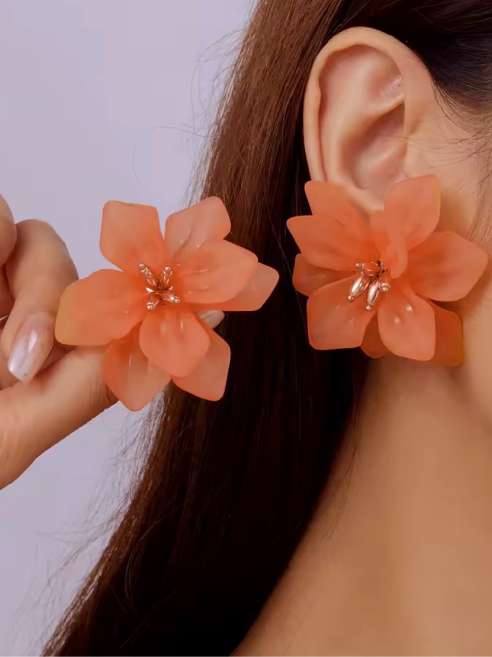 Orange Floral Statement Earrings